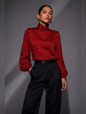 Vintage Personal Petites Speckled Turtleneck Blouse 10P Shiny 80s/90